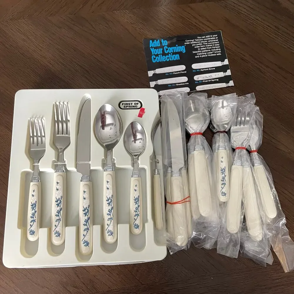 Corning Coordinate First of Spring Flatware Set 20 Piece Vtg Regent Sheffield